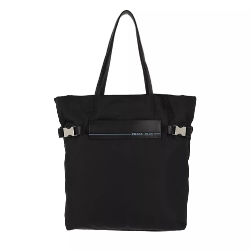 Prada Logo Tote Bag 2 Nylon Black Rymlig shoppingväska