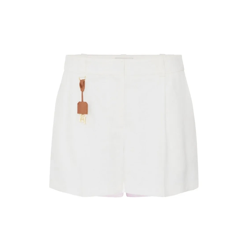 Elisabetta Franchi Short décontracté Sky Viscose-Linen Tailored Shorts With Detailing White