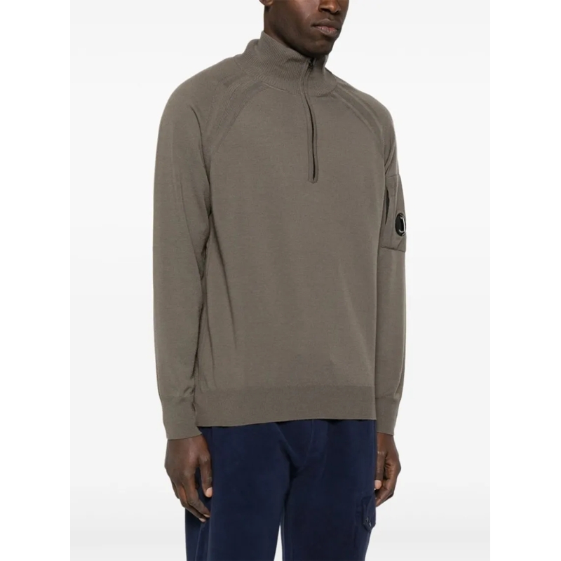 CP Company Pullover Lens-Detailed Olive Green Sweater Green (Image 3)