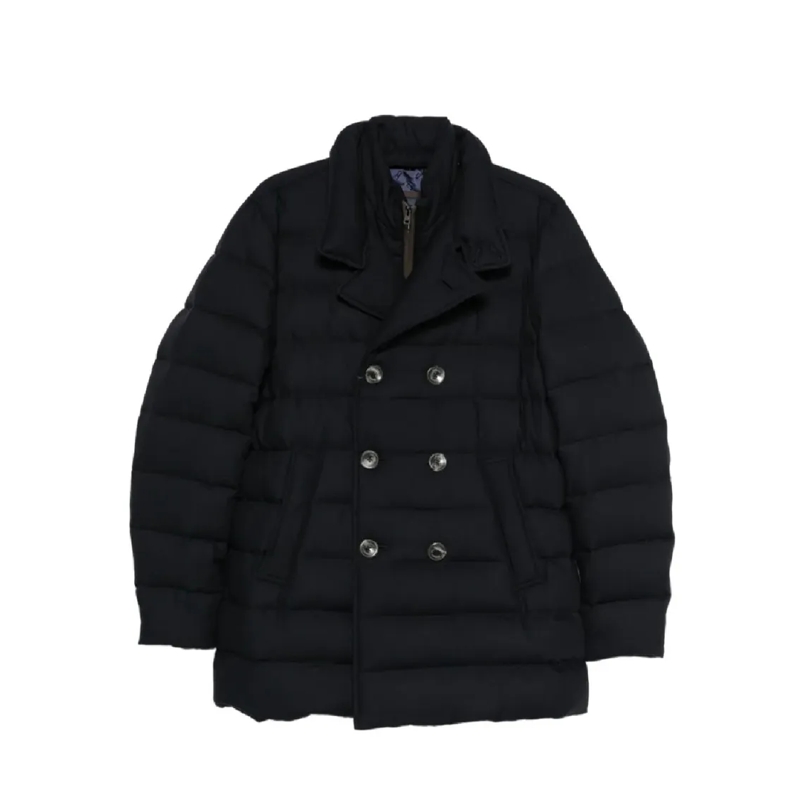 Herno Donsjas Double-Breasted Puffer Jacket With Quilted Texture Black