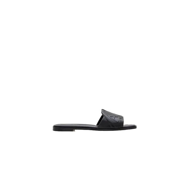 Alexander McQueen Sandalen Flat Leather Slide Sandal Black