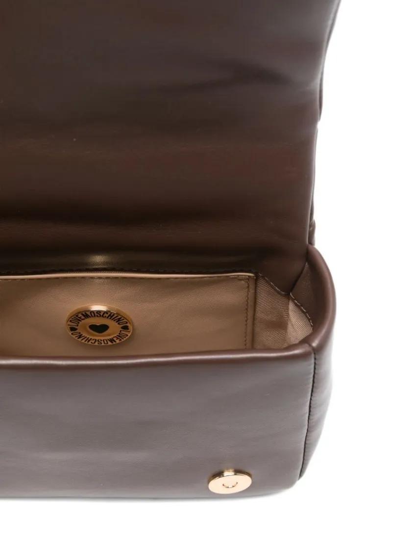 Thumbnail - Love Moschino Hobo Bags - Quilted Brown Shoulder Bag With Gold-Tone Logo - Gr. unisize - in Grau - für Damen