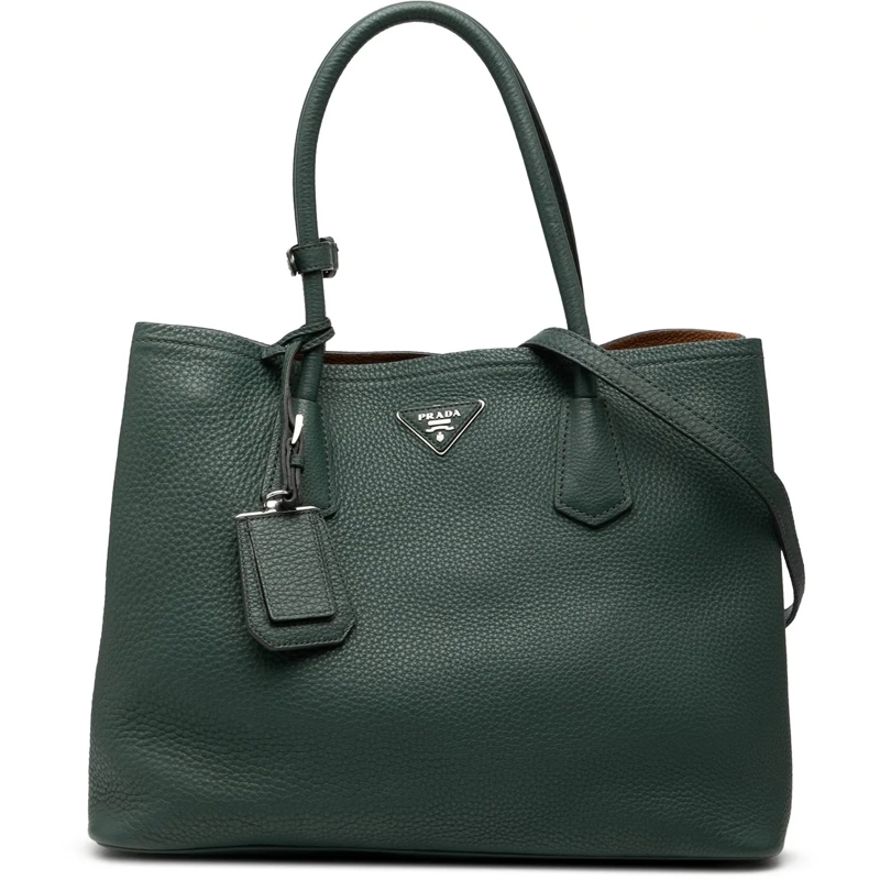 Prada Schultertasche Vitello Daino Double Handle Tote grün