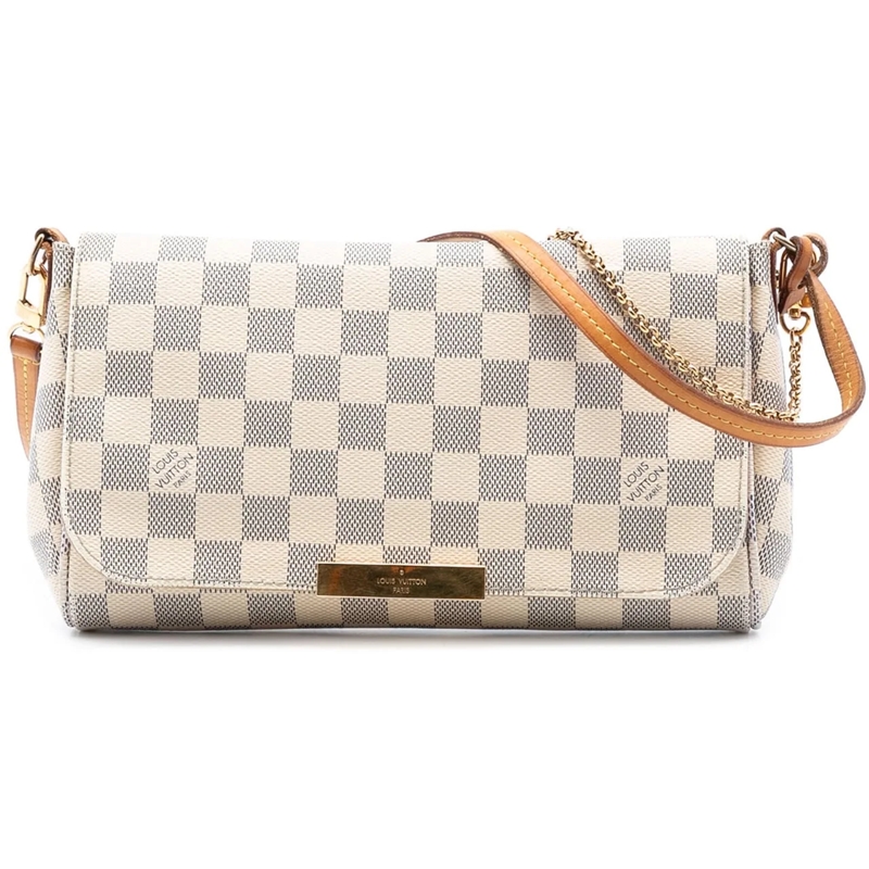 Louis Vuitton Schultertasche Damier Azur Favorite MM weiß