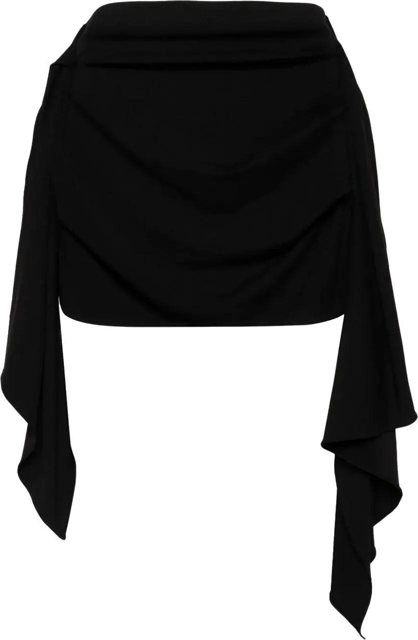 Thumbnail - The Attico - Asymmetrical Hem Mini Skirt - Größe 38 - schwarz