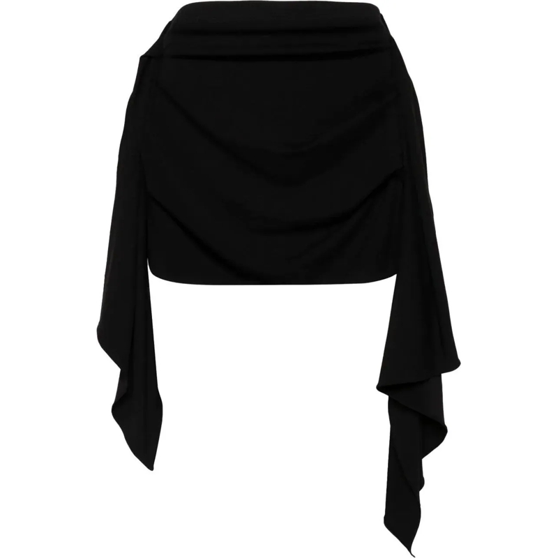 The Attico Midirock Asymmetrical Hem Mini Skirt Black