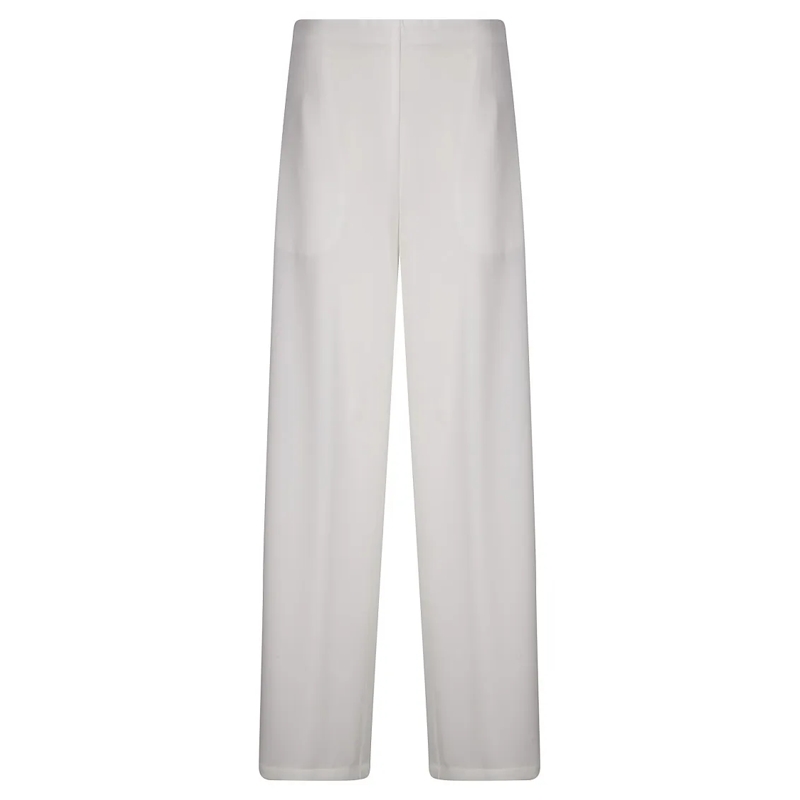 STEFANO MORTARI  High Elastic Waist Wide Pants White