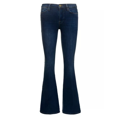FRAME Dark Blue Medium Rise Flare Jeans In Cotton Blend  Blue Utställda jeans
