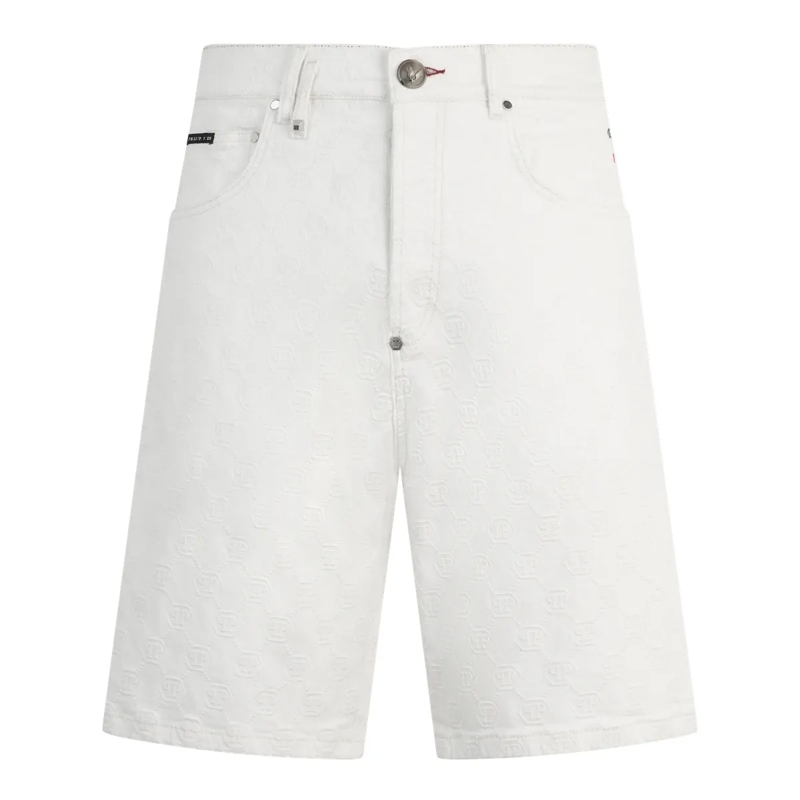 Philipp Plein Shorts Formentera Fit Shorts Embroidery Monogram weiss