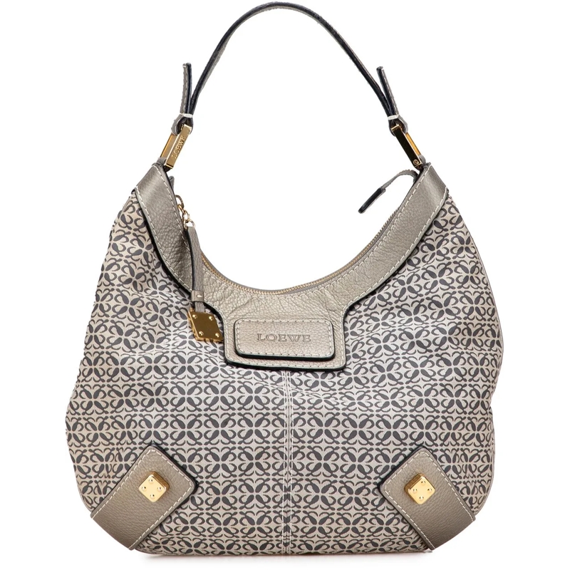 Loewe Schultertasche Anagram Canvas New Road Hobo grau