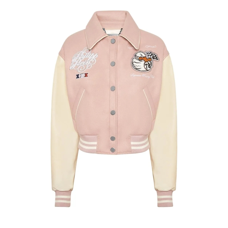 Philipp Plein Bomberjacke Leder-Bomber Duck nude