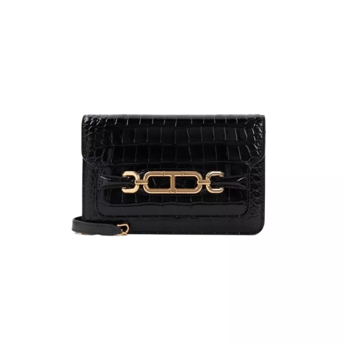 Tom Ford Stamped Croc Small Shoulder Bag Black Schoudertas