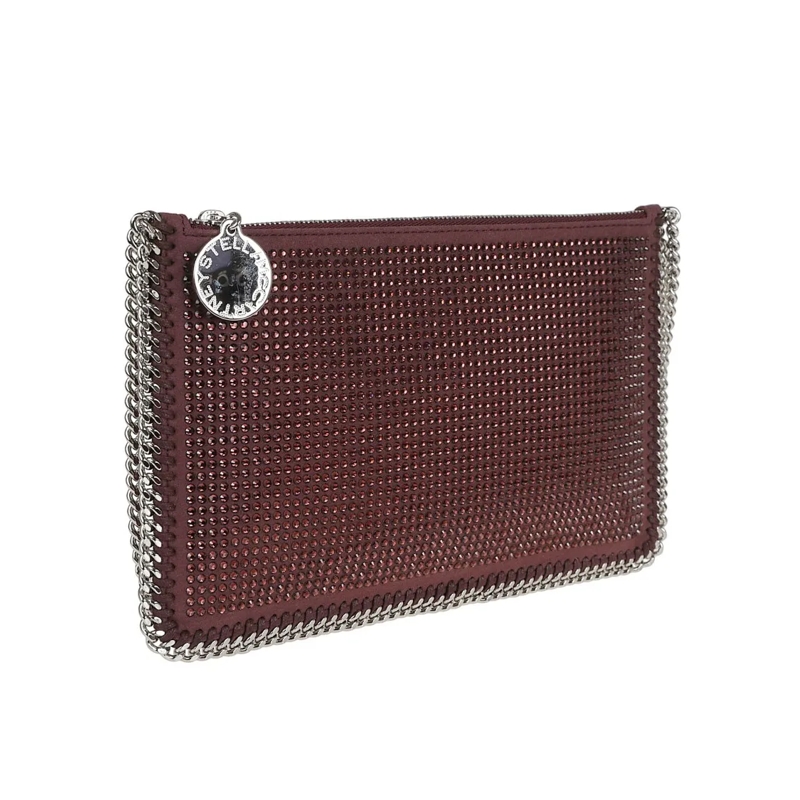 Stella McCartney Clutch Textured Burgundy Clutch Bag Grey