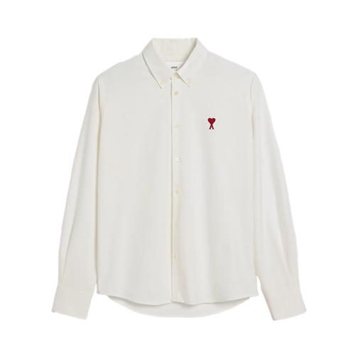 AMI Paris Button-down-Hemd mit Logo 168 NATURAL WHITE Hemden