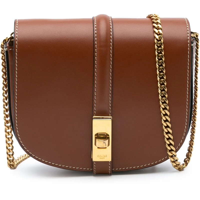 Celine Schultertasche Small Leather Besace 16 Wallet On Chain braun