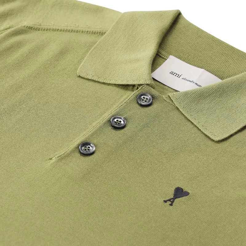 AMI Paris Polo Poloshirt mit Logo grün(Image 4)