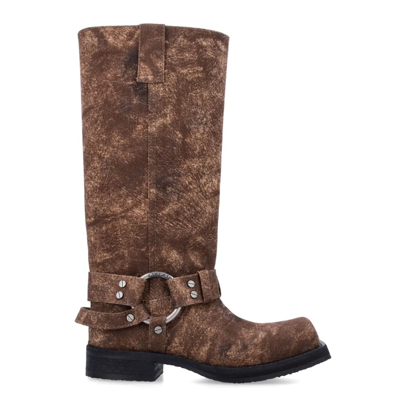 Acne Studios Bottes Balius Brushed Leather Boot Grey