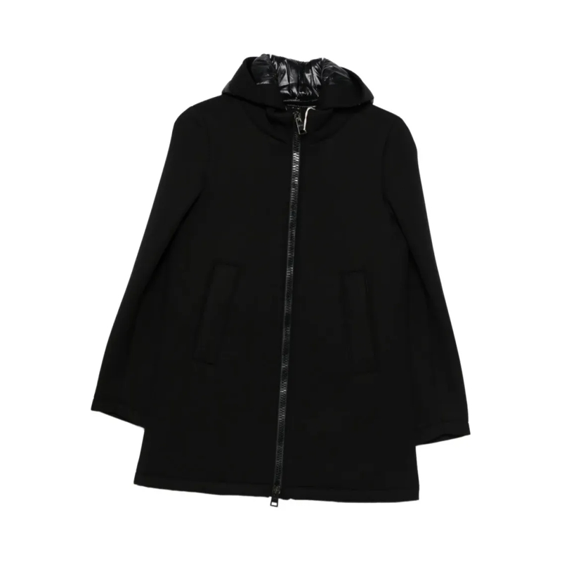 Herno  Minimalist Black Hooded Jacket Black