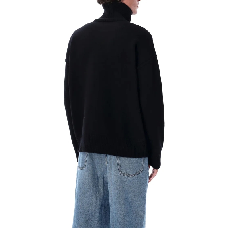 AMI Paris Trui met col Wool Ami De Coeur Turtleneck Black
