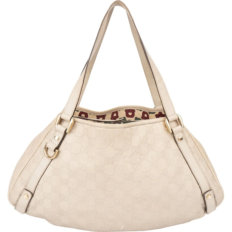 Gucci Schultertasche Gucci Leather GG Abbey Handbag weiß