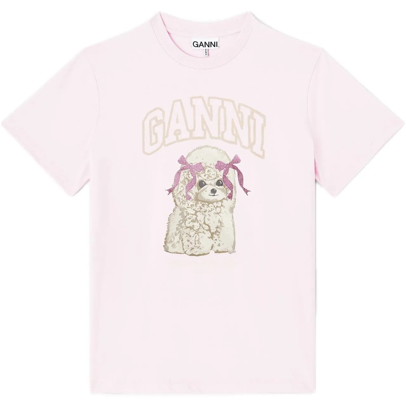 GANNI T-Shirt t-shirt roze rose