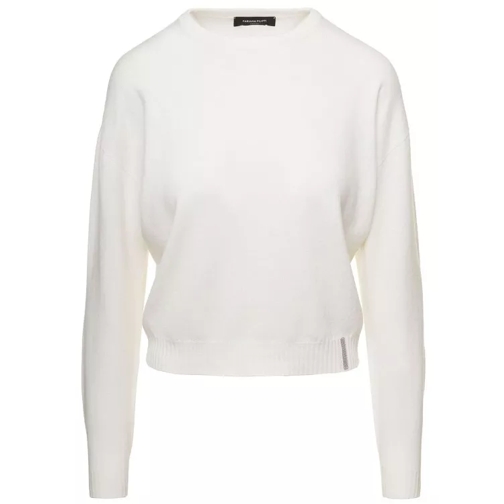 Fabiana Filippi White Relaxed Sweater With Rhinestone Detail In Wo White 