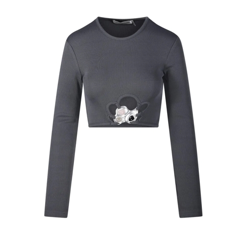 Christopher Esber Langärmelige Oberteile Trio Stone Cropped Top Grey