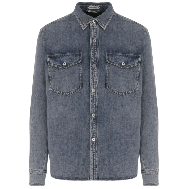 J.W.Anderson Overhemd Classic Denim Shirt With Contemporary Details Grey