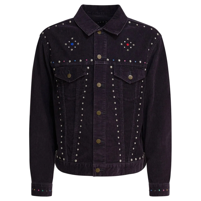 Needles  Studded Black Corduroy Jacket With Back Pat Black