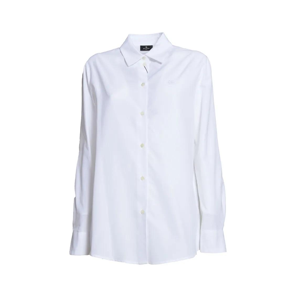 Thumbnail - Etro - White Cotton Oxford Shirt With Pegasus Embroidery - Größe 44 - weiß