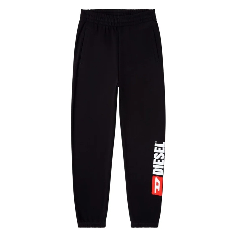 Diesel Anzugshose Relaxed Fit Black Trousers With Bold Logo Print Black