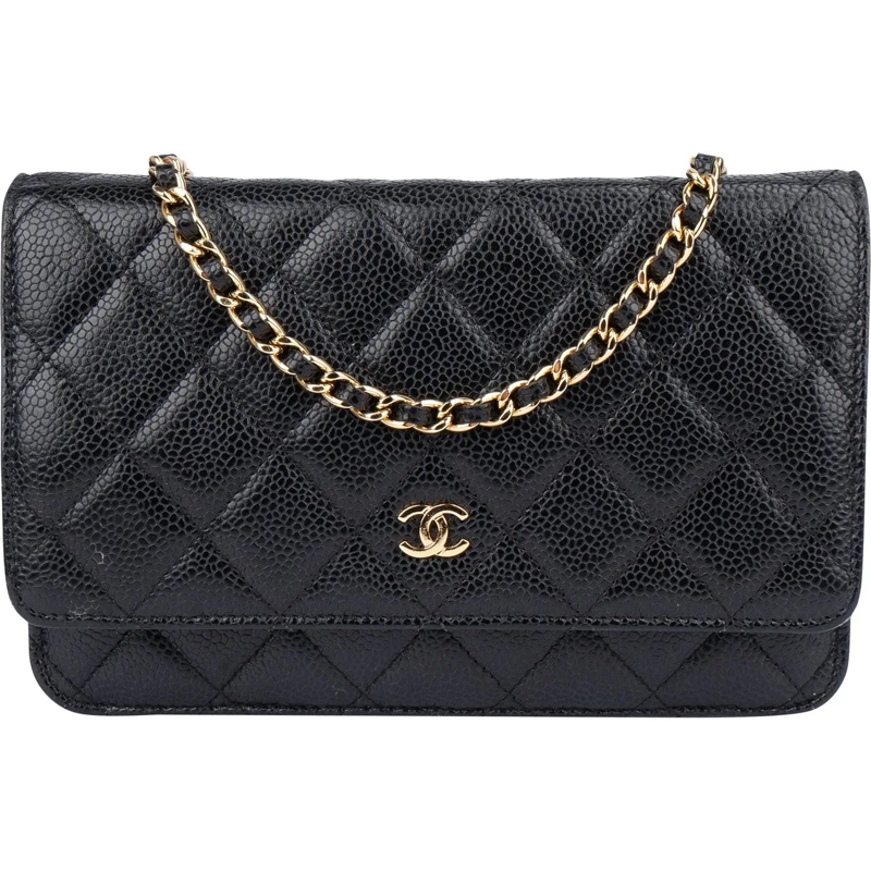 Chanel Sac à bandoulière Chanel Quilted Caviar Leather Wallet On Chain Cros schwarz