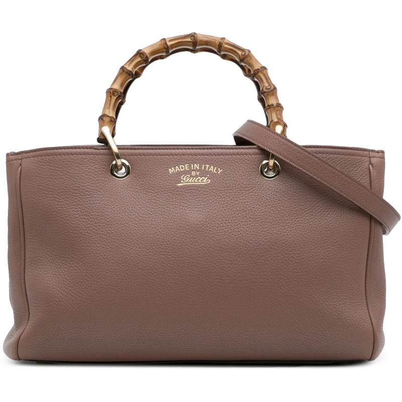 Gucci Sac à bandoulière Medium Calfskin Bamboo Shopper Satchel braun