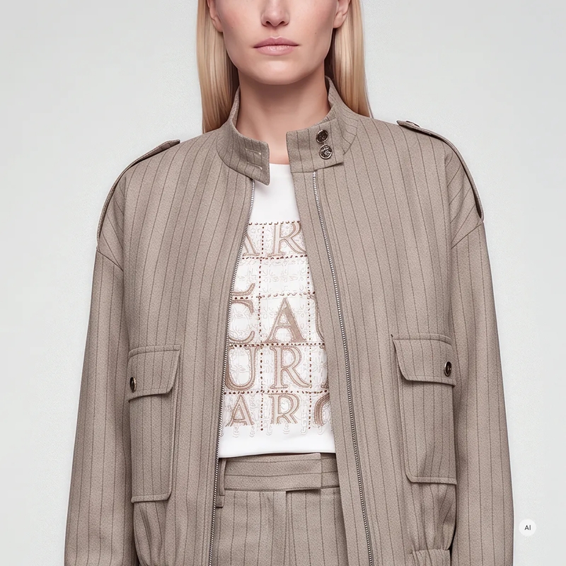 Marc Aurel Blouson Jacke- Aufgesteppte Taschen- Schulterriegel und beige(Image 3)