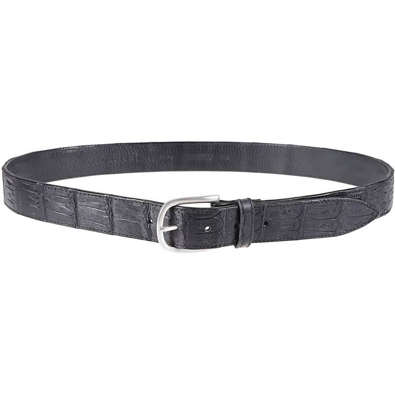 Orciani Ceinture en cuir Classic Cocco Coda Color Belt Black schwarz