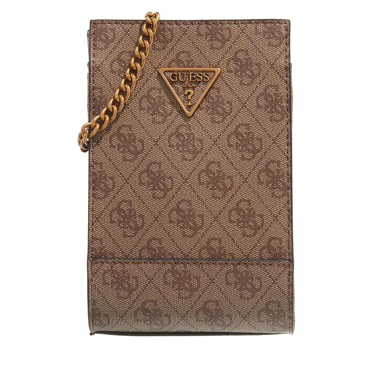 GUESS Noelle Flap Chit Chat Phone Bag Latte Logo