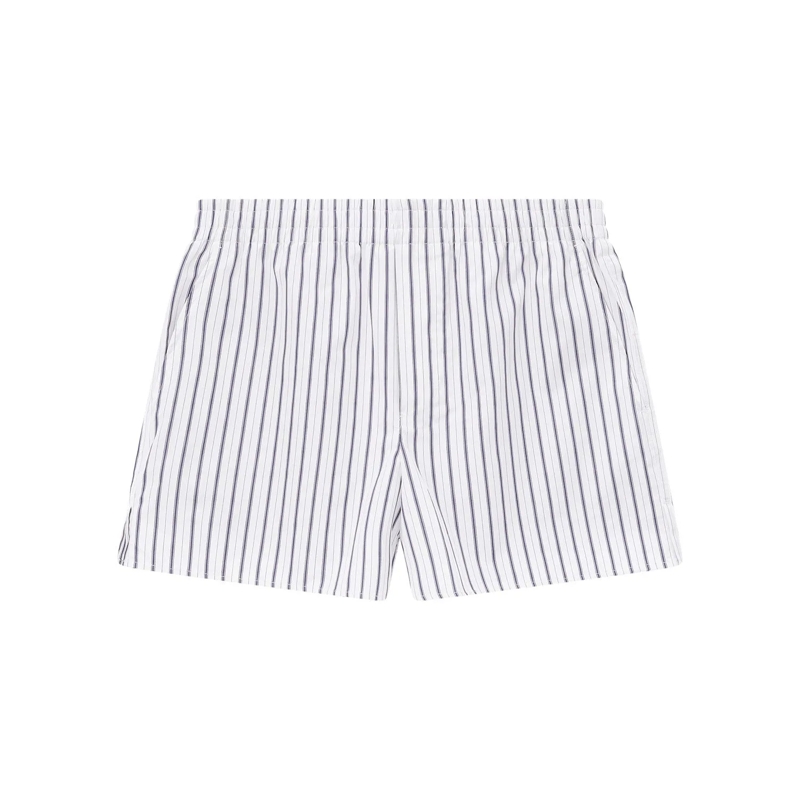 AMI Paris Bermuda Vertical Stripe Bermuda Shorts With Elastic Waistb White(Image 2)