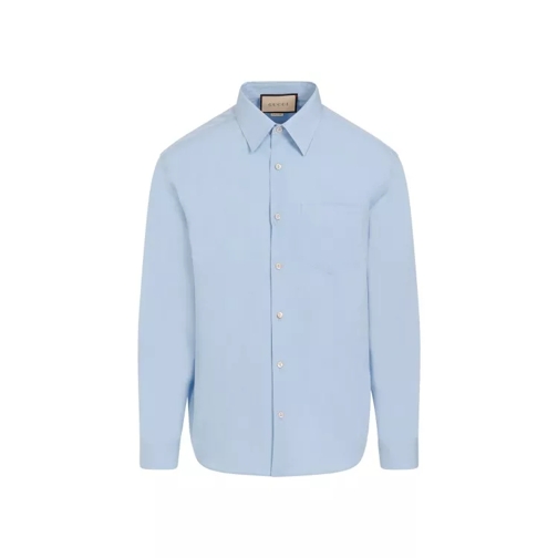 Gucci Sky-Blue Cotton Over Boxy Shirt Blue 