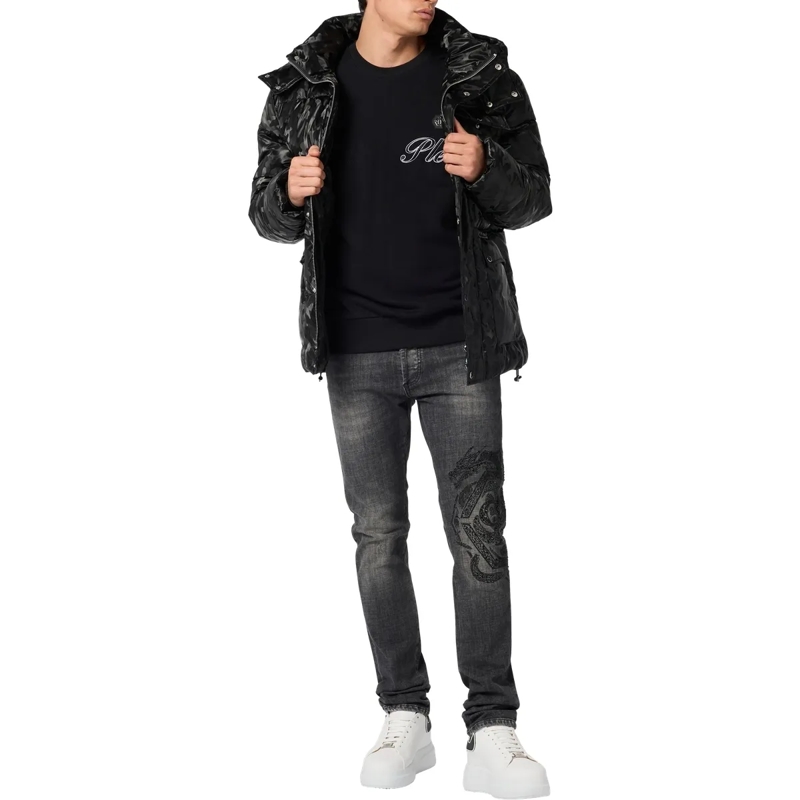 Philipp Plein Daunenjacke Nylon Jacke Camouflage schwarz(Image 4)
