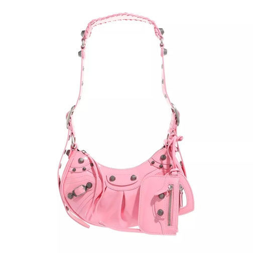 Balenciaga Le Cagole XS Shoulder Bag in Patent Fabric Pink Hoboväska