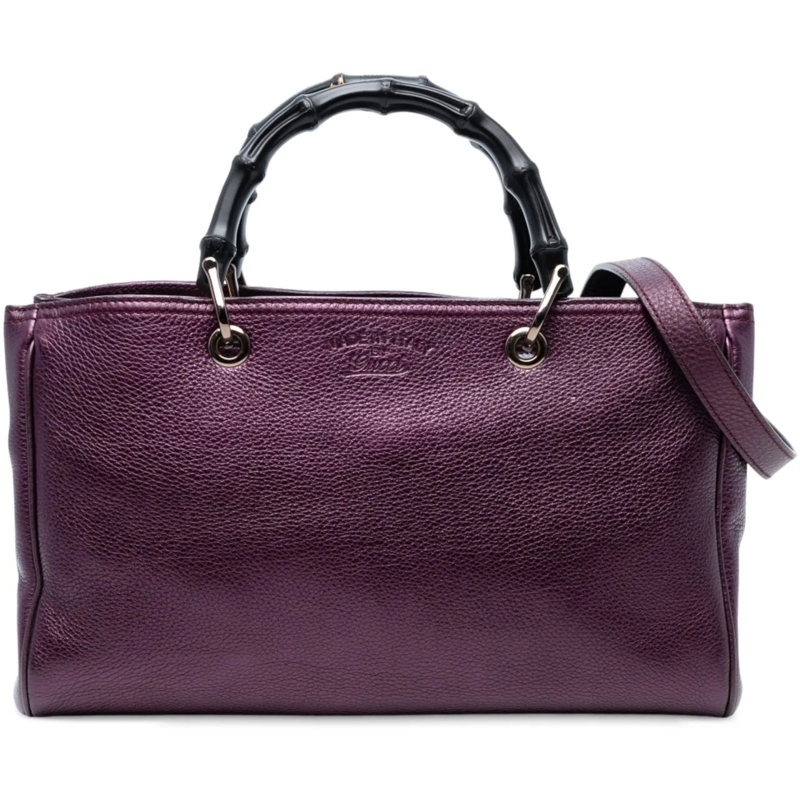 Gucci Sac à bandoulière Medium Calfskin Bamboo Shopper Satchel lila