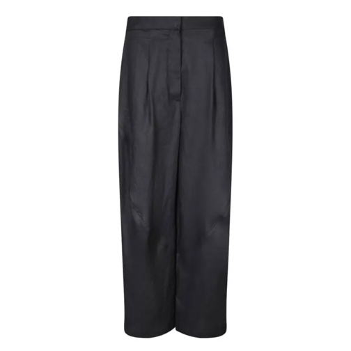 Lardini High-Quality Linen Trousers Black 