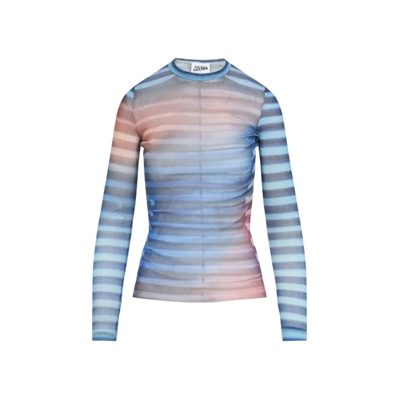 Jean Paul Gaultier Langärmeliges Oberteil Gradient Striped Long-Sleeved Top In Pastel Hues Multicolor