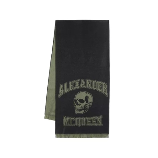 Alexander McQueen Varsity Skull Logo Scarf - Wool - Black Black 