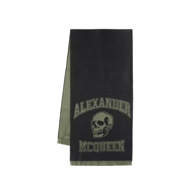Alexander McQueen  Varsity Skull Logo Scarf - Wool - Black Black