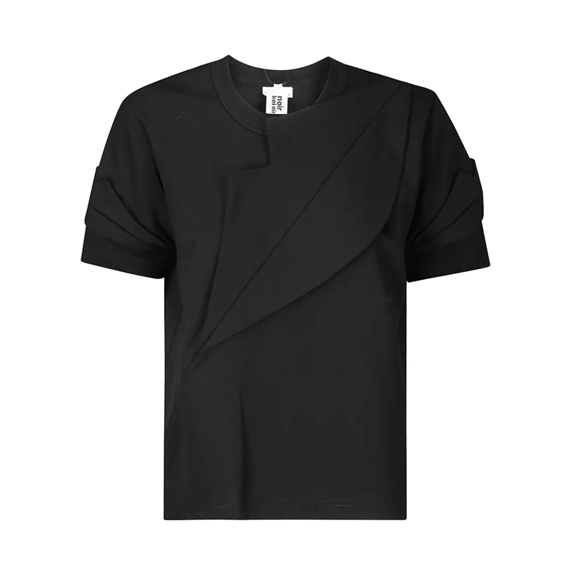 Comme des Garcons T-Shirt Short-Sleeved Cotton Top With Tone-On-Tone Detail Black