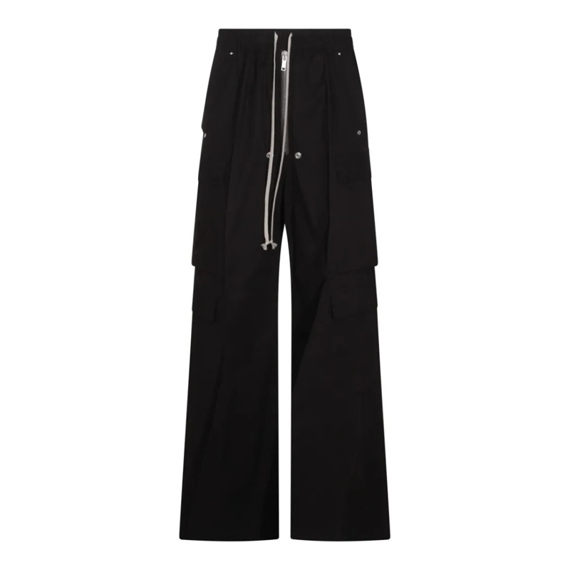 Rick Owens Pantalon High-Waisted Black Cotton Trousers Black