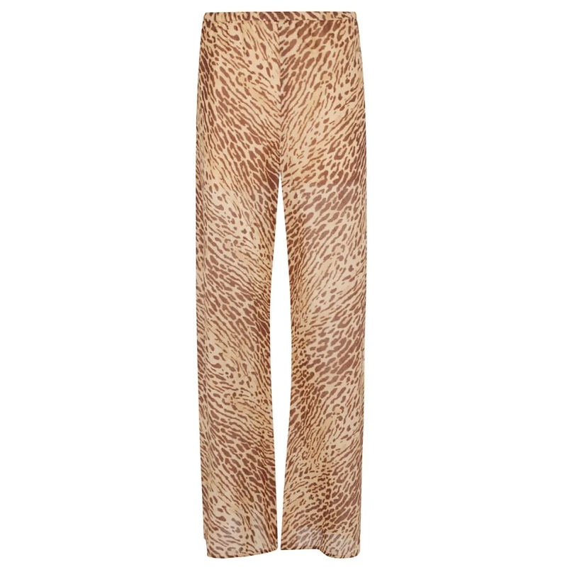 Zimmermann  Cropped Leopard Print Pants With Mid-Rise Waistban Brown