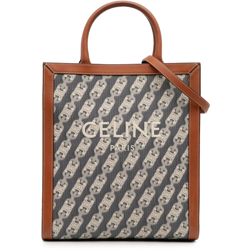 Celine Schultertasche Small Triomphe Canvas Maillon Vertical Cabas Satch blau