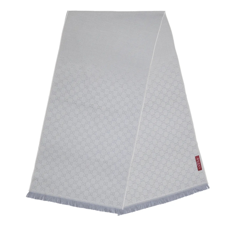 Gucci Wollen Sjaal Supreme Embroidered Wool Scarf Grey